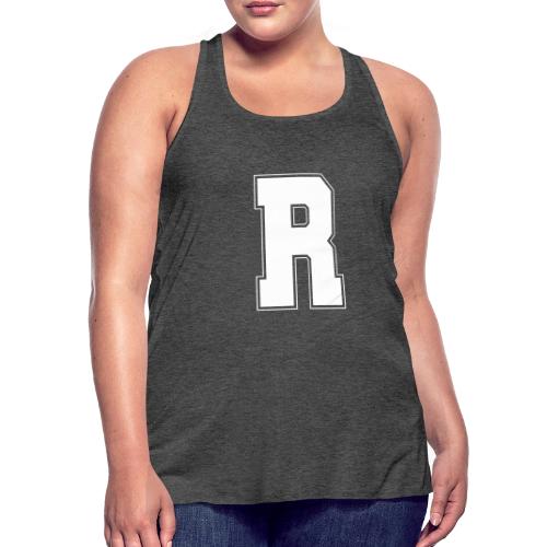 White Letter R – Varsity Alphabet Monogram - Women's Flowy Tank Top by Bella