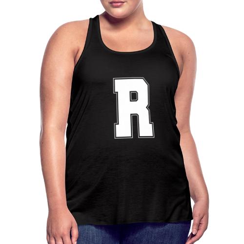 White Letter R – Varsity Alphabet Monogram - Women's Flowy Tank Top by Bella