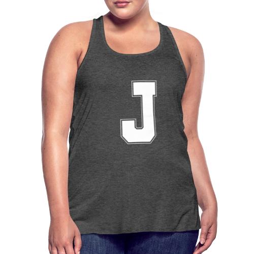 White Letter J – Varsity Alphabet Monogram - Women's Flowy Tank Top by Bella