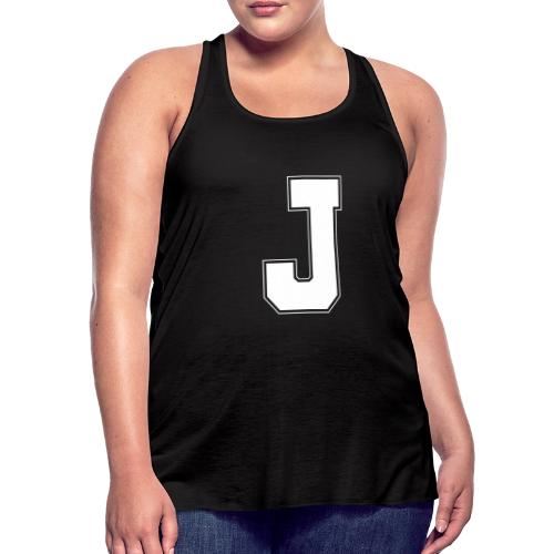 White Letter J – Varsity Alphabet Monogram - Women's Flowy Tank Top by Bella