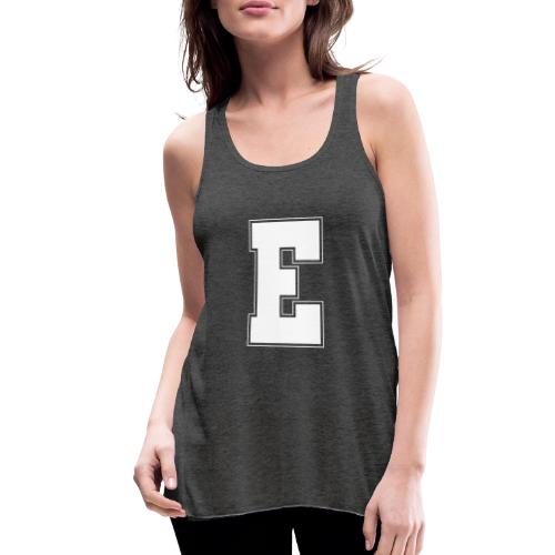 White Letter E – Varsity Alphabet Monogram - Women's Flowy Tank Top by Bella