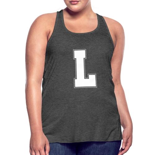 White Letter L – Varsity Alphabet Monogram - Women's Flowy Tank Top by Bella