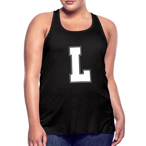 White Letter L – Varsity Alphabet Monogram - Women's Flowy Tank Top by Bella