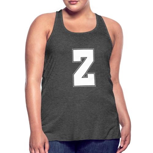 White Letter Z – Varsity Alphabet Monogram - Women's Flowy Tank Top by Bella