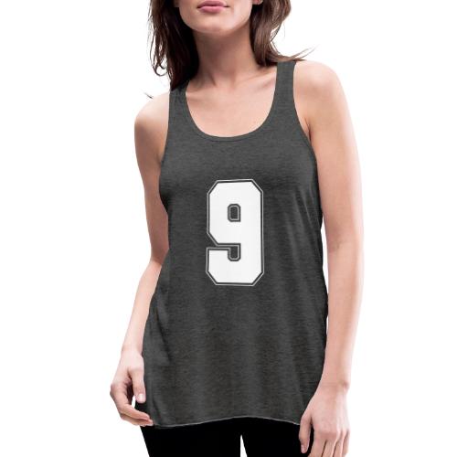 White Number 9 – Varsity Font - Women's Flowy Tank Top by Bella