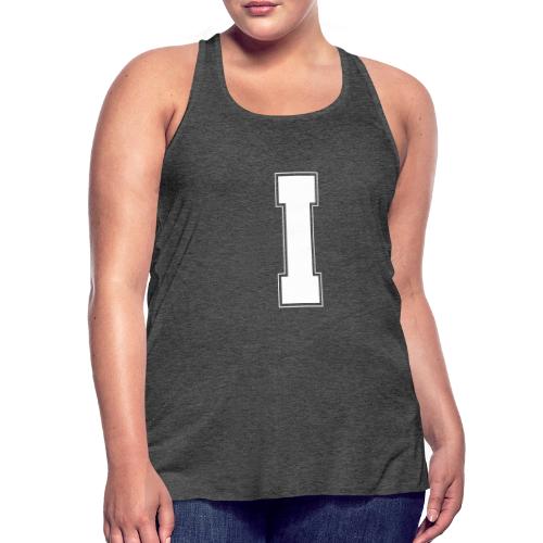 White Letter I – Varsity Alphabet Monogram - Women's Flowy Tank Top by Bella