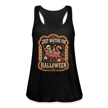 Just Waiting For Halloween Skeleton Flamingo - Women's Flowy Tank Top by Bella - royal blue - Front - Julia (174cm)