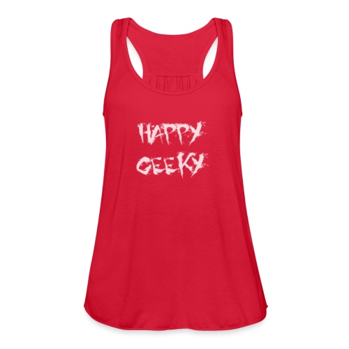 Happy_Geeky__Logo_White - Women's Flowy Tank Top by Bella