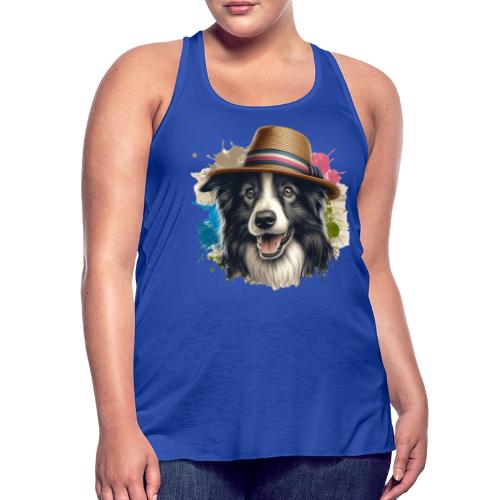 Border Collie Paint Splash Art - Women's Flowy Tank Top by Bella