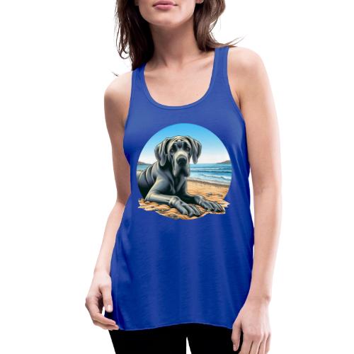 Great Dane On The Beach Drawing - Women's Flowy Tank Top by Bella