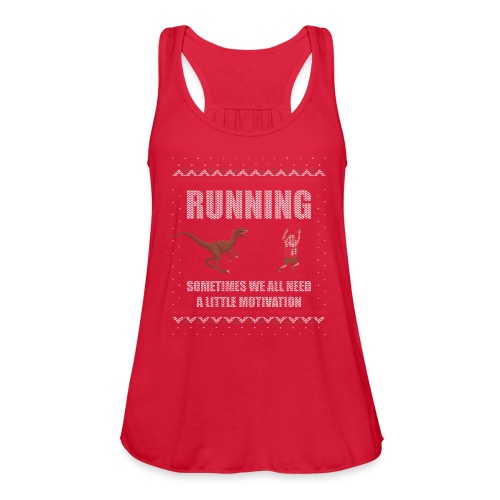 Ugly Christmas Sweater Running Dino and Santa - Women's Flowy Tank Top by Bella