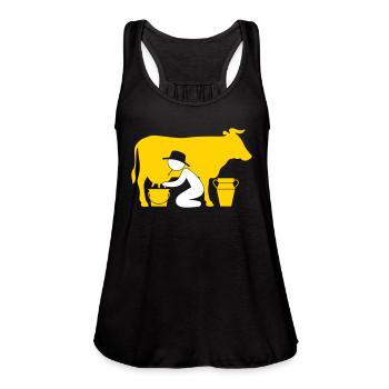 A Farmer Milking A Cow - Women's Flowy Tank Top by Bella - royal blue - Front - Julia (174cm)