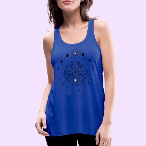 Third Eye Black Lotus Flower - Moon Cycle Design - Women's Flowy Tank Top by Bella