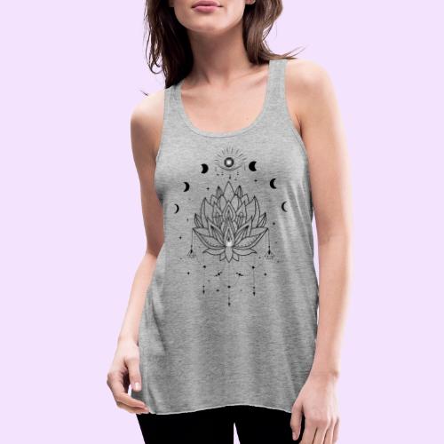 Third Eye Black Lotus Flower - Moon Cycle Design - Women's Flowy Tank Top by Bella