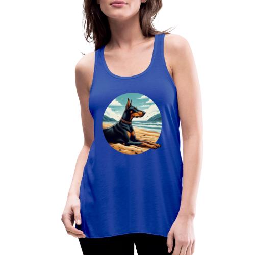Doberman Laying on the Beach - Women's Flowy Tank Top by Bella