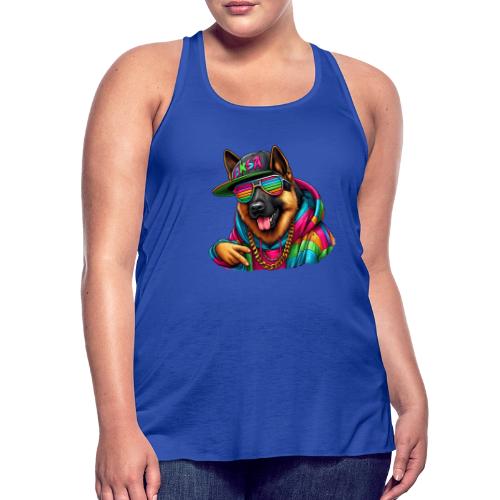 German Shepherd Wearing Rainbow Sunglasses - Women's Flowy Tank Top by Bella