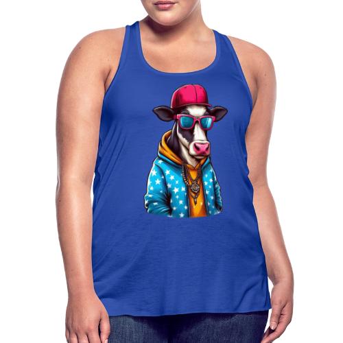 Gangster Cow Wearing a Cap - Women's Flowy Tank Top by Bella