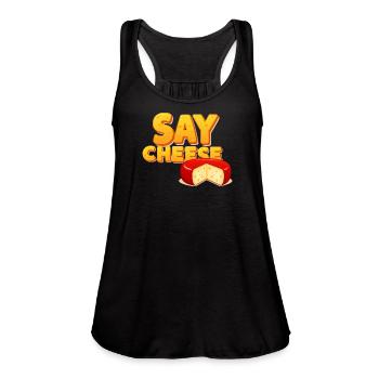 Say Cheese Cheese Graphic - Women's Flowy Tank Top by Bella - royal blue - Front - Julia (174cm)