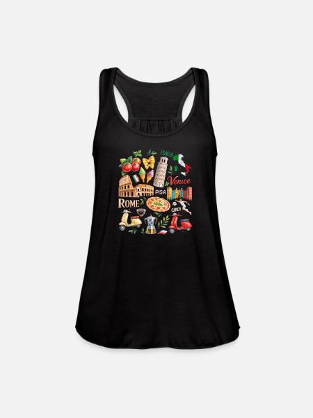 Rome Venice Pisa Italy Souvenir Soccer Pizza - Women's Flowy Tank Top by Bella -