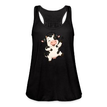 Dancing Cow to Music Farmer Farm - Women's Flowy Tank Top by Bella - royal blue - Front - Julia (174cm)