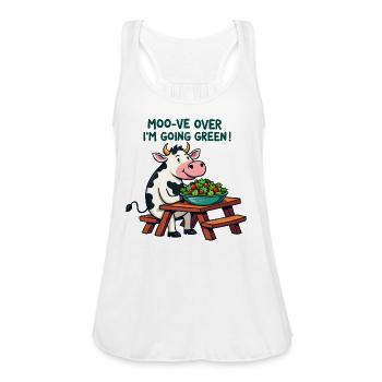 Moo-ve Over, I’m Going Green! - Women's Flowy Tank Top by Bella - white - Front - Julia (174cm)