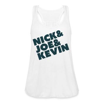 Nick & Joe & Kevin  - Women's Flowy Tank Top by Bella - white - Front - Julia (174cm)