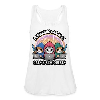 Debugging Cats and Side Quests - Women's Flowy Tank Top by Bella - white - Front - Julia (174cm)