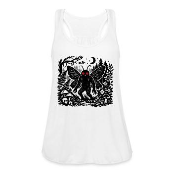 Mothman Forest Linocut Art - Women's Flowy Tank Top by Bella - white - Front - Julia (174cm)