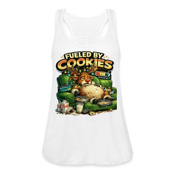 Fueled by Cookies Cozy Reindeer - Women's Flowy Tank Top by Bella - white - Front - Julia (174cm)