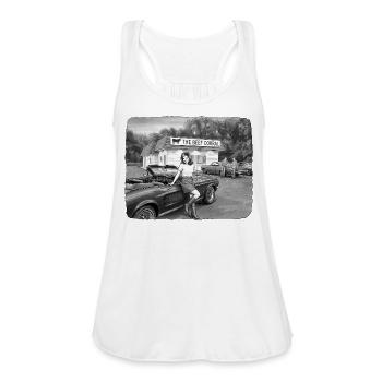 The Beef Corral - Women's Flowy Tank Top by Bella - white - Front - Julia (174cm)
