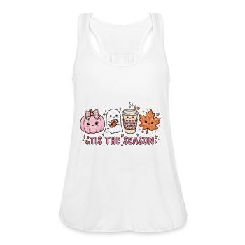 Tis The Season Pink Fall Coquette Pumpkin Ghost - Women's Flowy Tank Top by Bella - white - Front - Julia (174cm)