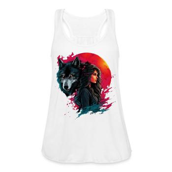 Wolf Moon Warrior Fantasy Art - Women's Flowy Tank Top by Bella - white - Front - Julia (174cm)