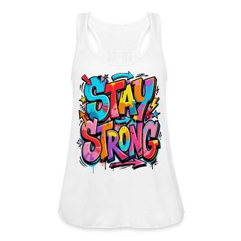 Stay Strong Graffiti Burst - Women's Flowy Tank Top by Bella - white - Front - Julia (174cm)