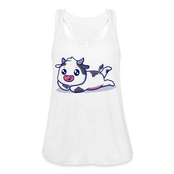 Cute cow animal illustration funny gift for love - Women's Flowy Tank Top by Bella - white - Front - Julia (174cm)