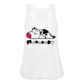 Mooooody, Cow, lazy cow, sleeping cow - Women's Flowy Tank Top by Bella - white - Front - Julia (174cm)