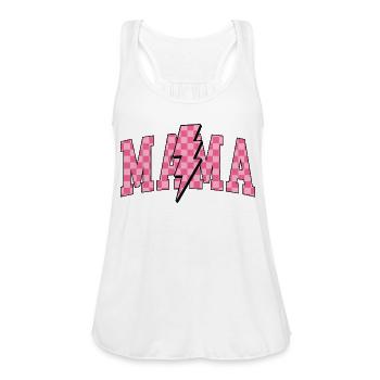 Pink Checkered Mama - Women's Flowy Tank Top by Bella - white - Front - Julia (174cm)