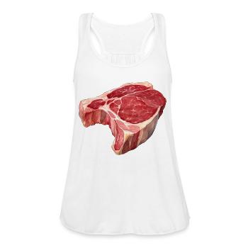 Raw Beef Steak - Women's Flowy Tank Top by Bella - white - Front - Julia (174cm)