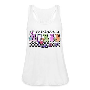 Emergency Nurse checkered - Women's Flowy Tank Top by Bella - white - Front - Julia (174cm)