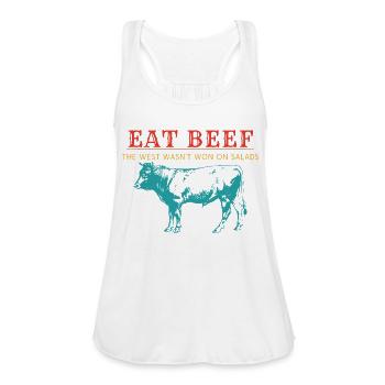Eat Beef The West Wasn't Won On Salads Funny Beef - Women's Flowy Tank Top by Bella - white - Front - Julia (174cm)