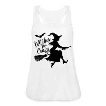 Witch - Witch Broom Saying Witches Be Crazy - Women's Flowy Tank Top by Bella - white - Front - Julia (174cm)