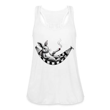 Checker Chill Bunny - Women's Flowy Tank Top by Bella - white - Front - Julia (174cm)