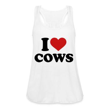 Cow - Women's Flowy Tank Top by Bella - white - Front - Julia (174cm)
