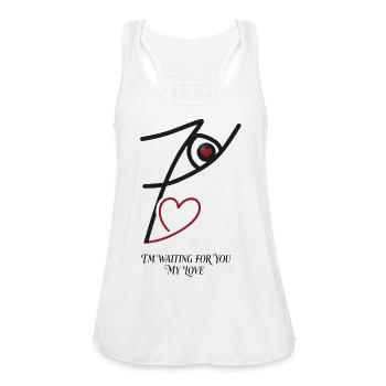 Waiting for You My Love - Women's Flowy Tank Top by Bella - white - Front - Julia (174cm)
