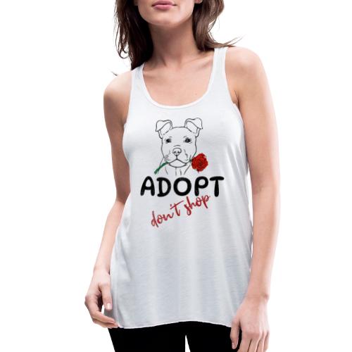 Retro Adopt Dont Shop Cute Puppy Rose Tee - Women's Flowy Tank Top by Bella