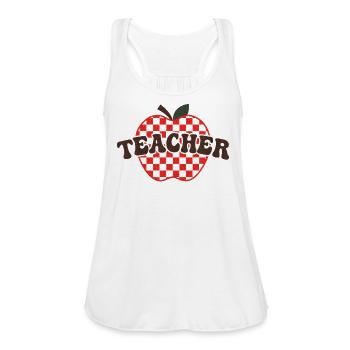 Teacher Apple Checkered Teacher - Women's Flowy Tank Top by Bella - white - Front - Julia (174cm)