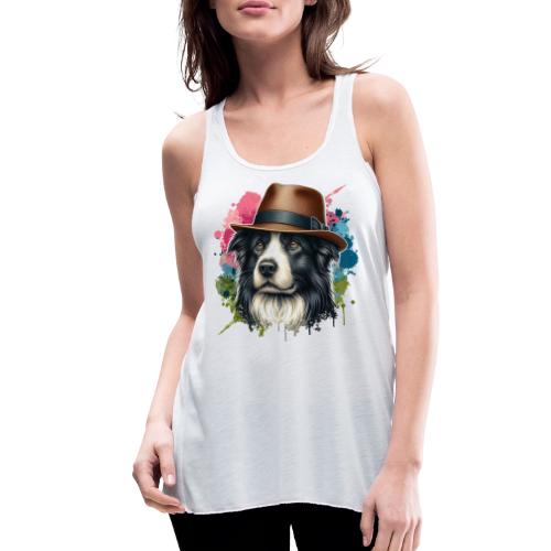 Cute Border Collie Splash Art - Women's Flowy Tank Top by Bella