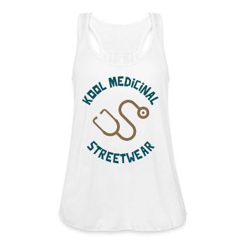 Kool Medicinal Streetwear - Women's Flowy Tank Top by Bella - white - Front - Julia (174cm)