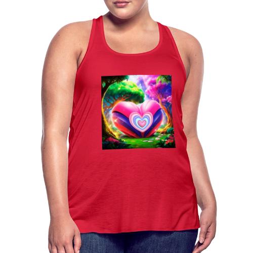 Double heart, fantasy, landscapes enjoy the magic - Women's Flowy Tank Top by Bella