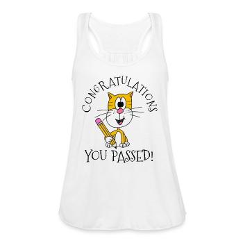 Exam Cat Congratulations You Passed Gcses Alevels - Women's Flowy Tank Top by Bella - white - Front - Julia (174cm)