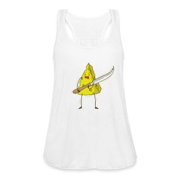 Piece of Cheese with Cheese Knife - Women's Flowy Tank Top by Bella - white - Front - Julia (174cm)
